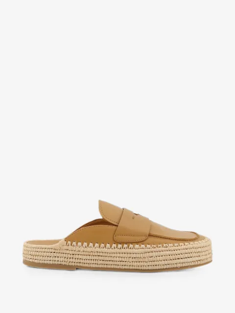 Paloma Barceló Belinda Calidis leather raffia flat mules