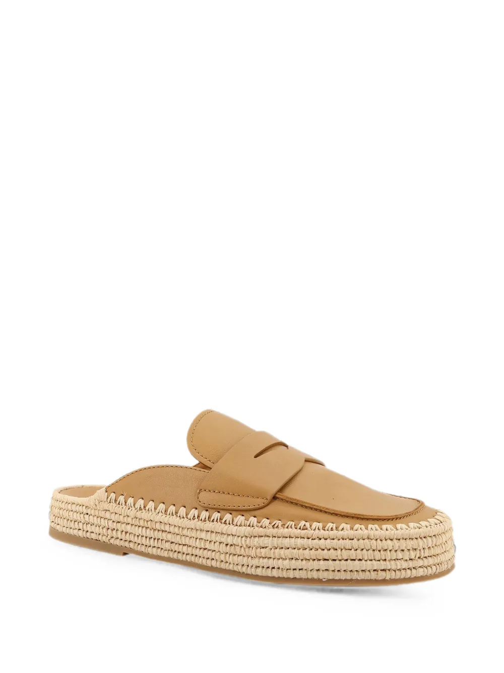 Paloma Barceló Belinda Calidis leather raffia flat mules Beige