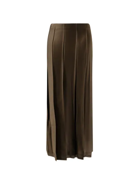 Vince pleated satin midi skirt