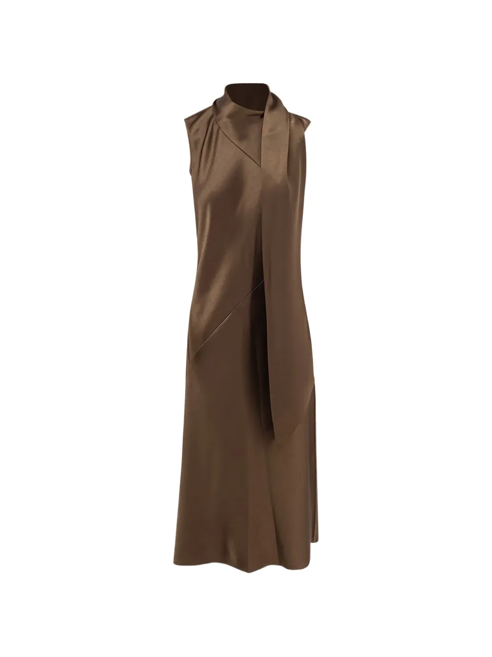 Vince scarf-detail sleeveless satin maxi dress - Brown