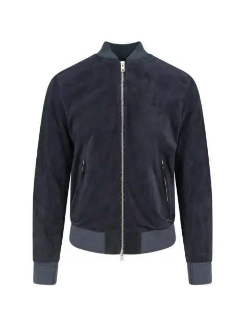 D-FOUR suede ribbed-trim bomber jacket