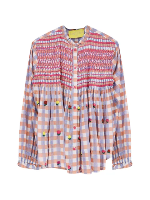 PHILIPPA 1970 Adriana embroidered gingham blouse