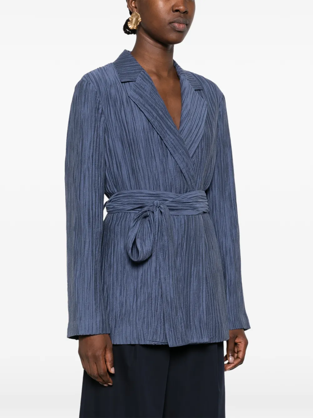 JOSEPH Blazer met gekreukte afwerking en ceintuur Blauw