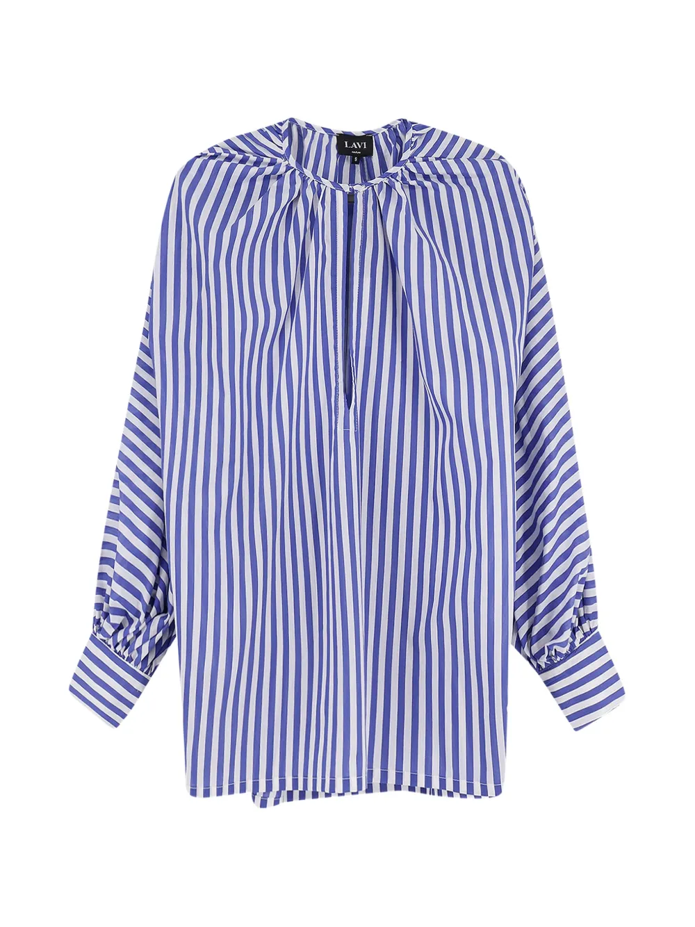 LAVI COUTURE Nenne striped puff-sleeve shirt - Blue