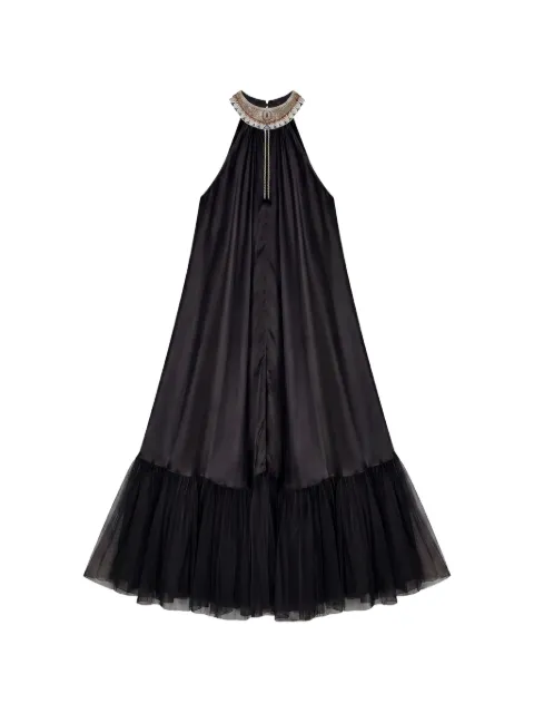 Mes Demoiselles embellished tulle-trim maxi dress