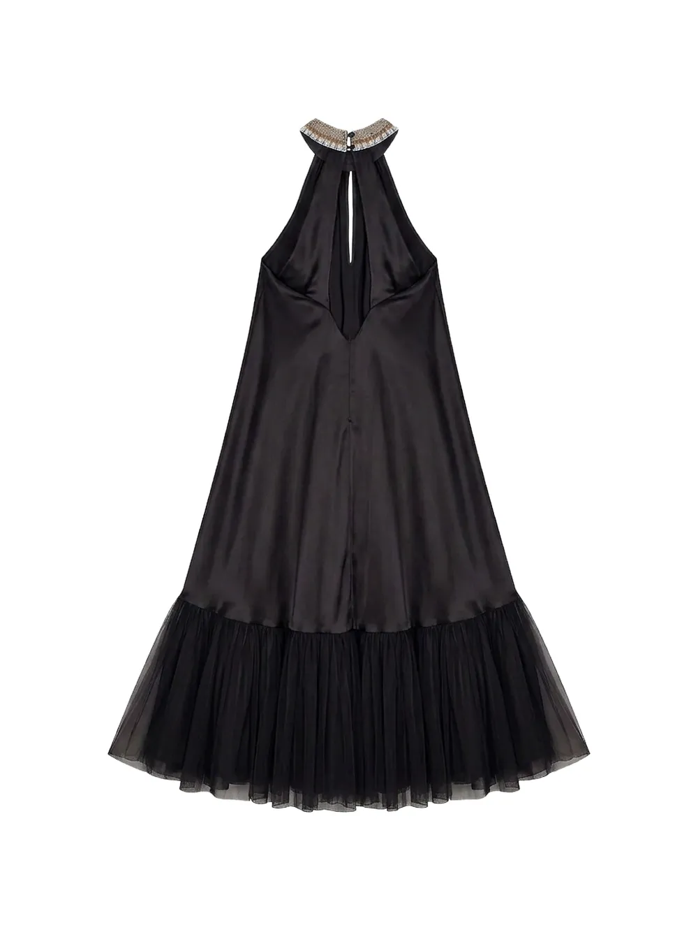 Mes Demoiselles Verfraaide maxi-jurk met tule afwerking Zwart