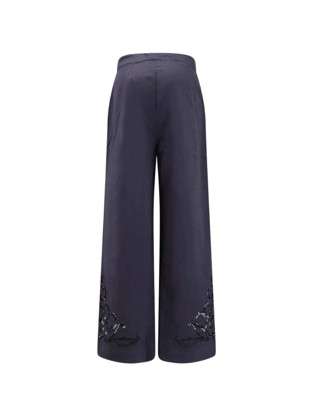 SCARLETT POPPIES Vemoza high-waist broek met borduurwerk Blauw