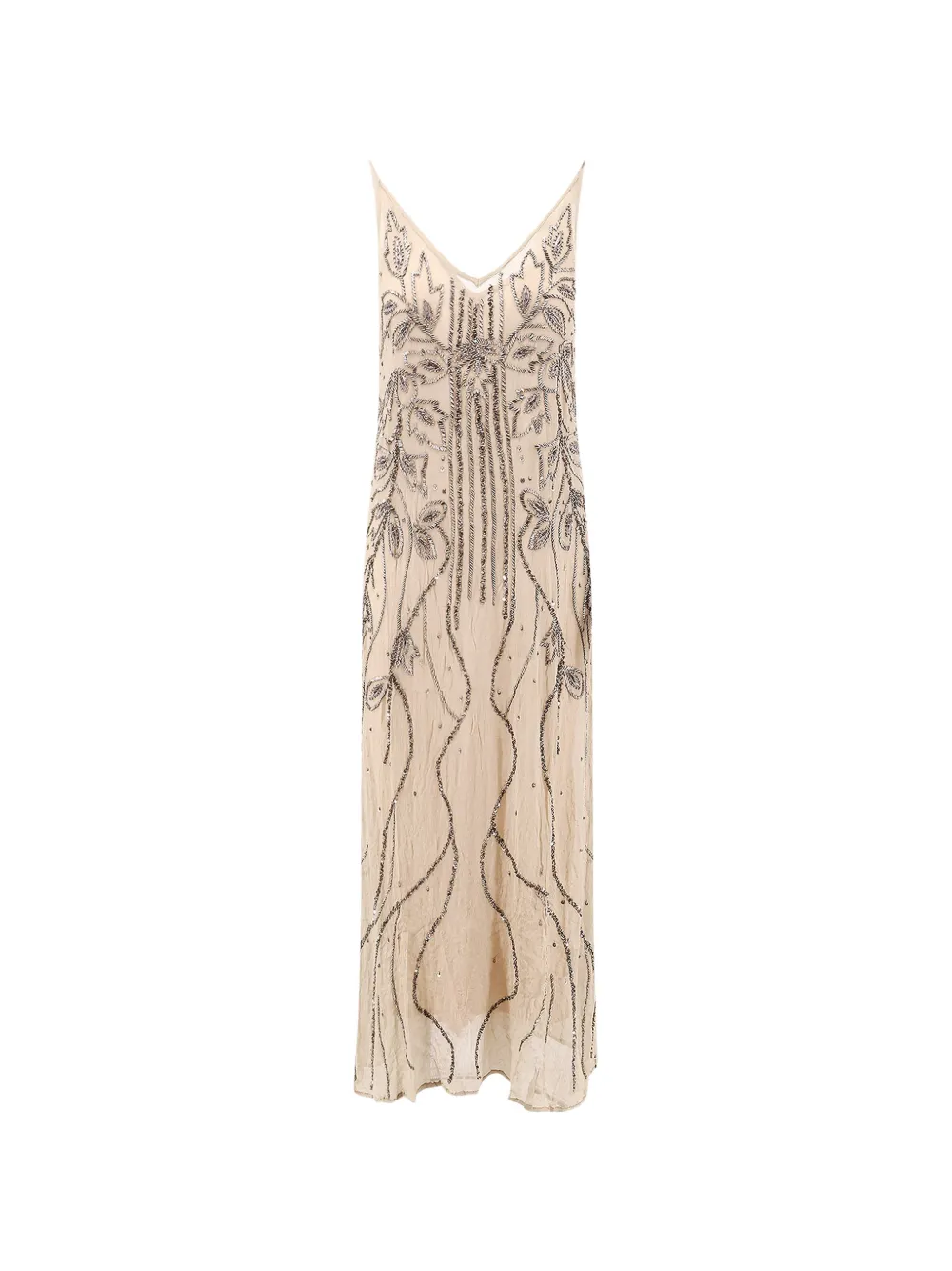 Mes Demoiselles Breny bead-embellished V-neck midi dress - Tons neutres Mes Demoiselles Breny bead-embellished V-neck midi dress - Tons neutres