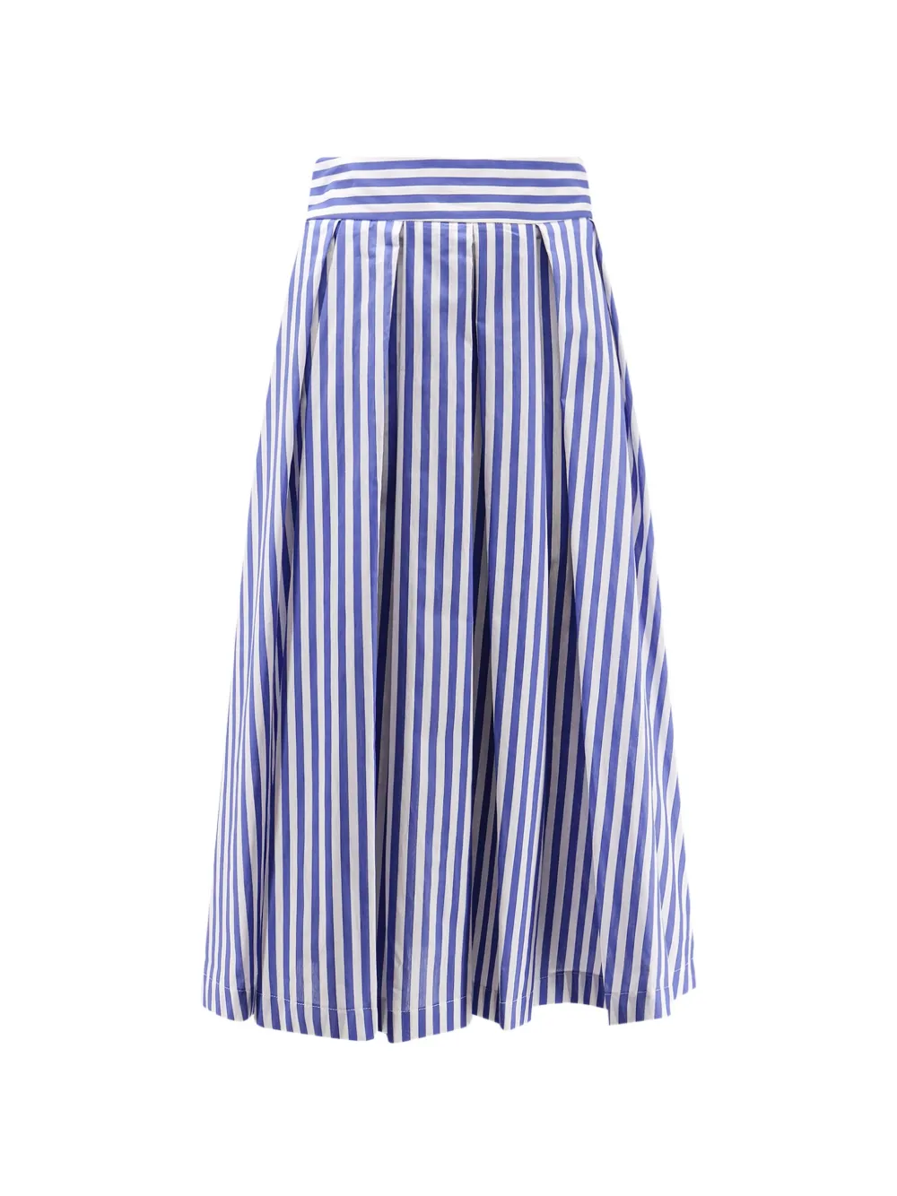 Lavi Couture Iris Striped Flared Midi Skirt In Blue