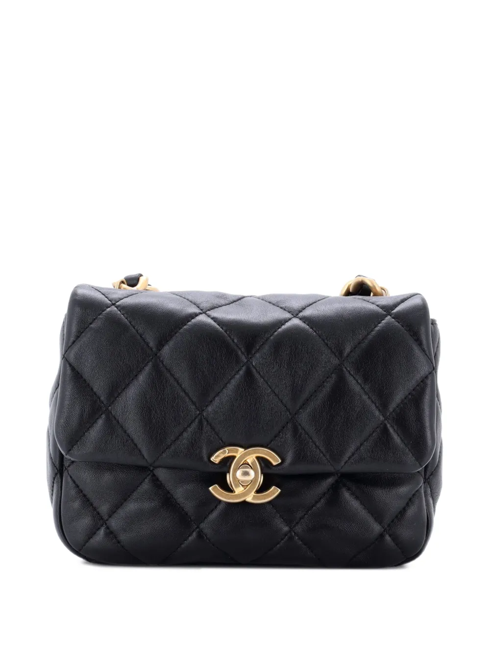 CHANEL Pre-Owned Lacquered Metal CC Flap Bag Quilted Lambskin Mini crossbody bag - Nero