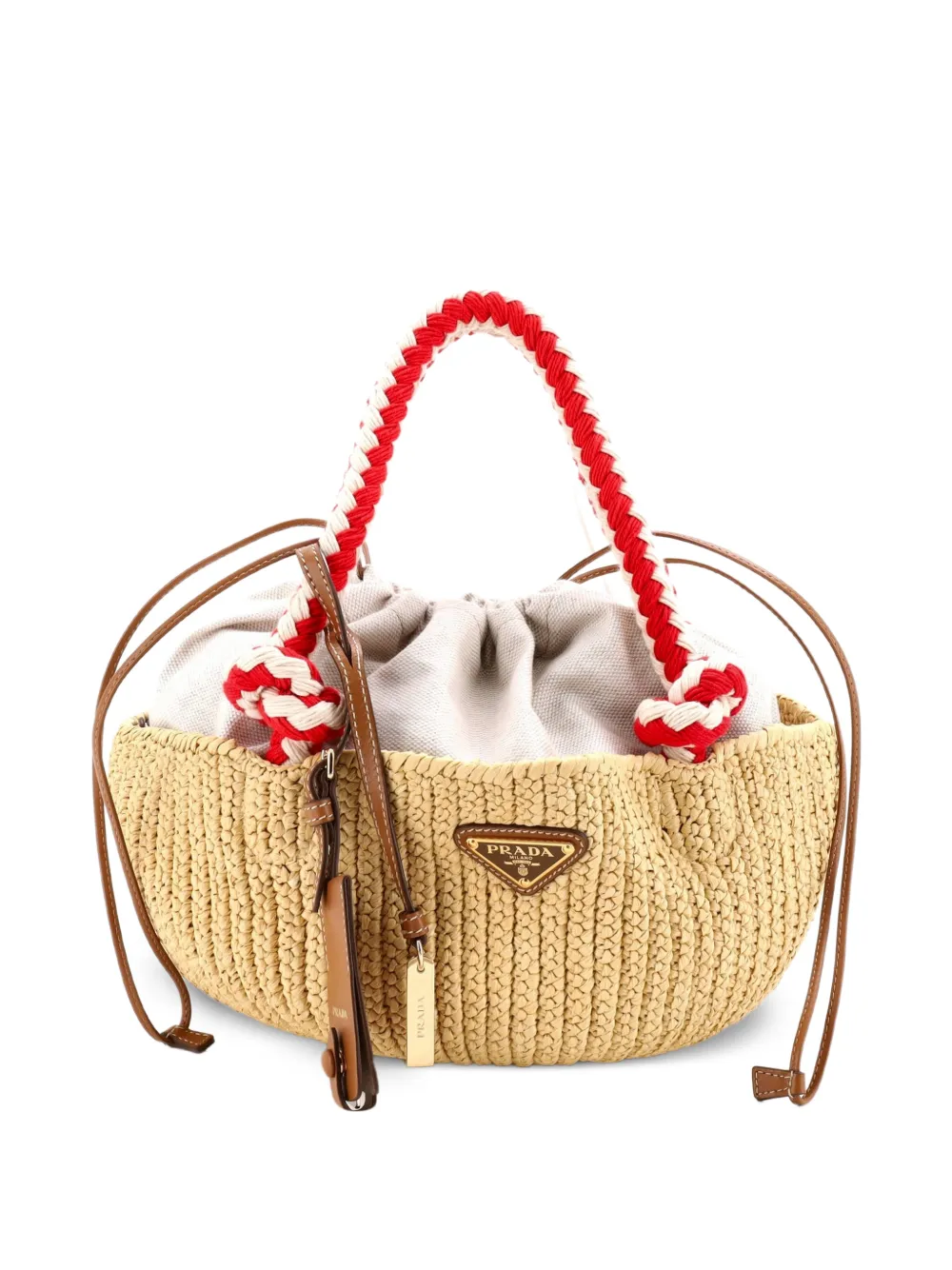Prada Pre-Owned Kleine Korb-Tasche aus Raffiabast - Nude