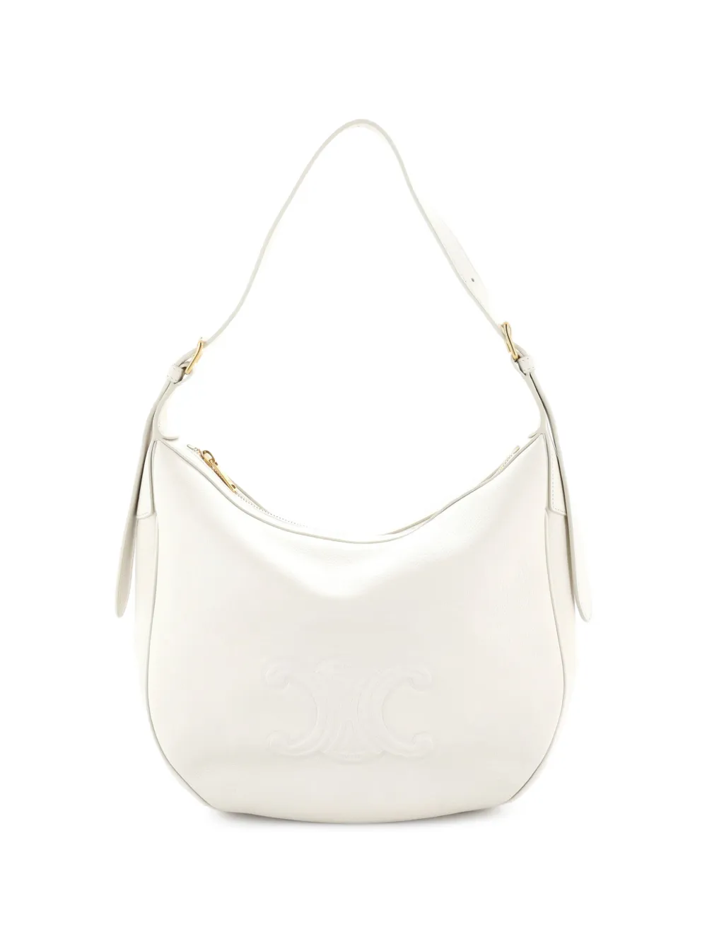 Celine Pre-Owned Heloise Triomphe Embossed Leather Medium shoulder bag - Bianco