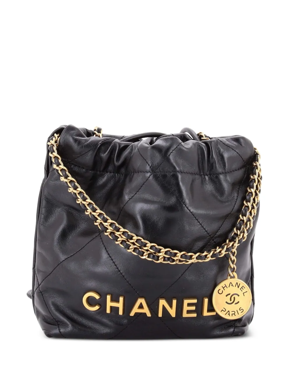 CHANEL Pre-Owned 22 Chain Hobo Quilted Calfskin Mini crossbody bag - Nero
