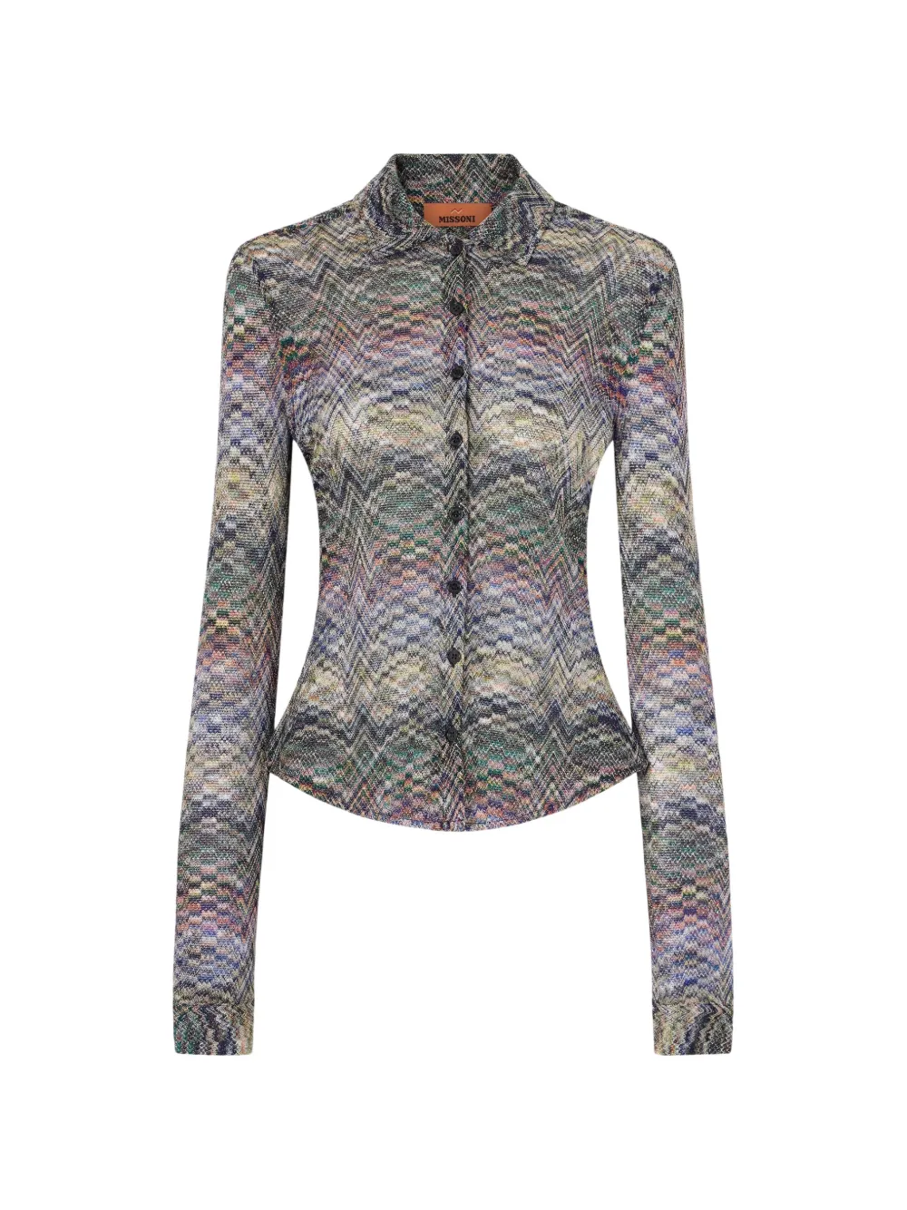 Missoni zigzag-knit button-down shirt - Grau