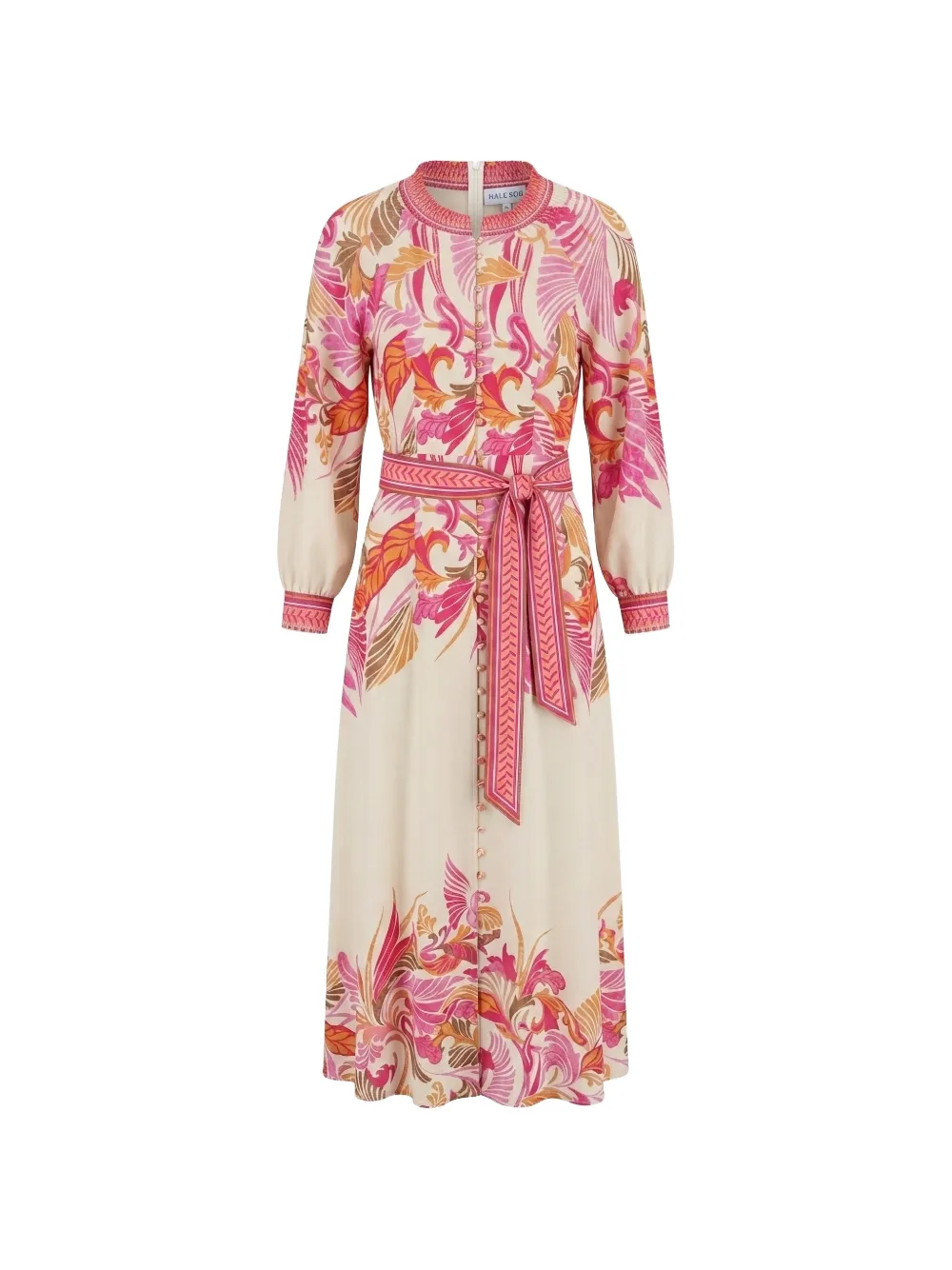 Hale Bob Belize Floral-print Belted Maxi Dress In Pink