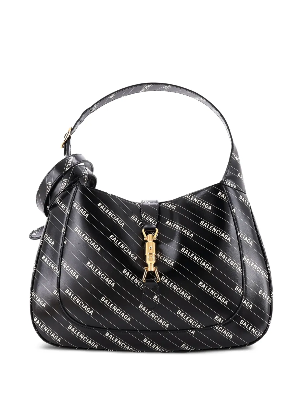 Gucci Pre-Owned x Balenciaga The Hacker Project Jackie 1961 Printed Leather Medium hobo bag - Nero