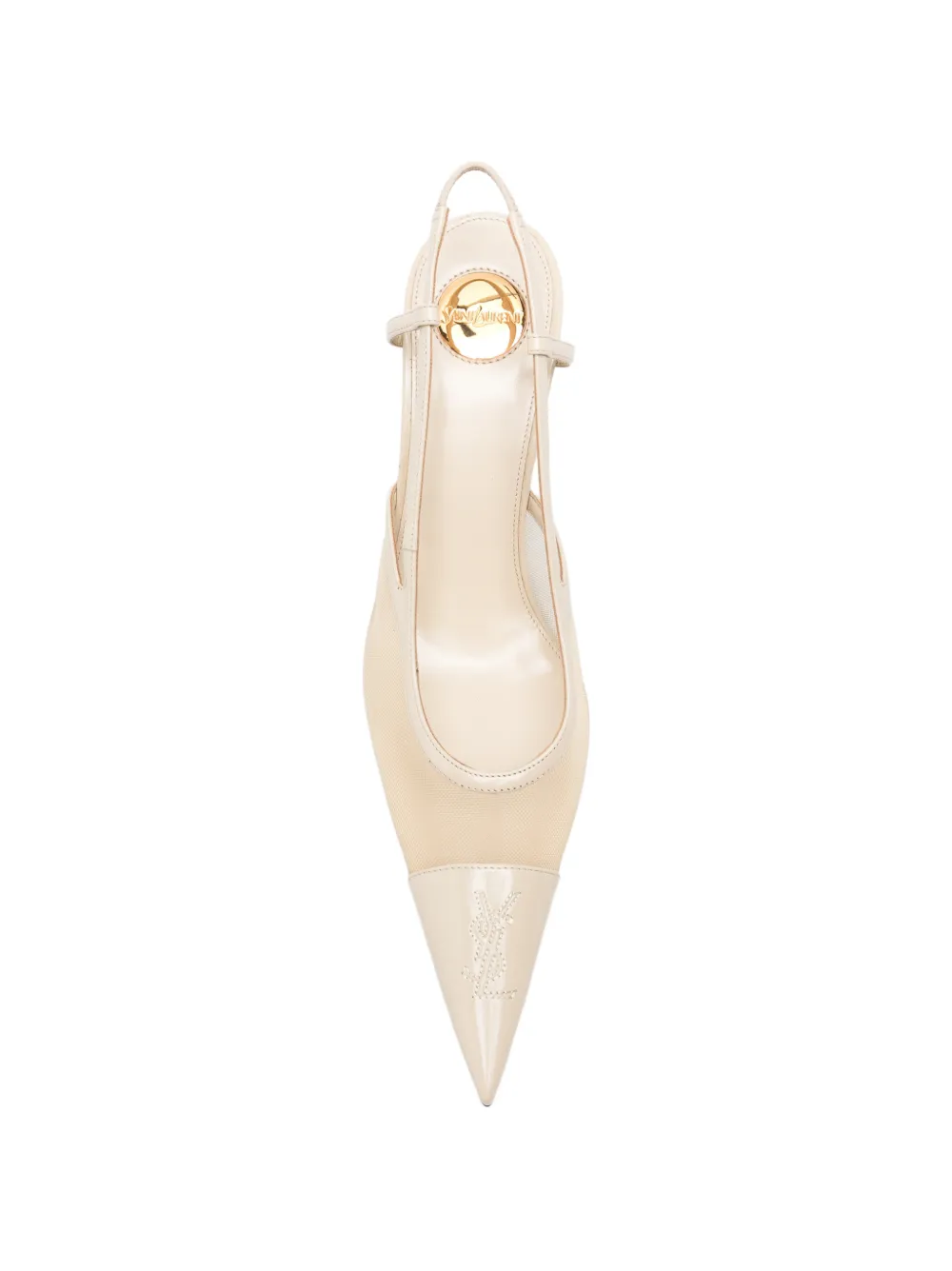 Saint Laurent Renée slingback pumps in mesh Beige