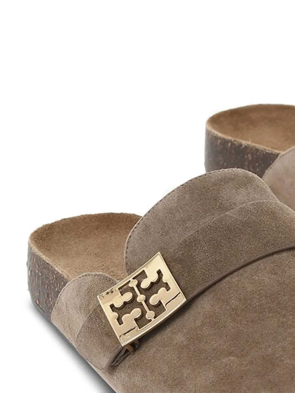 Tory Burch logo-buckle suede mules Bruin