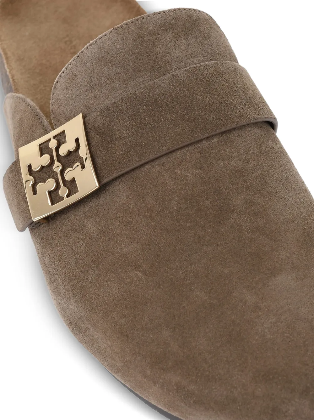 Tory Burch logo-buckle suede mules Bruin