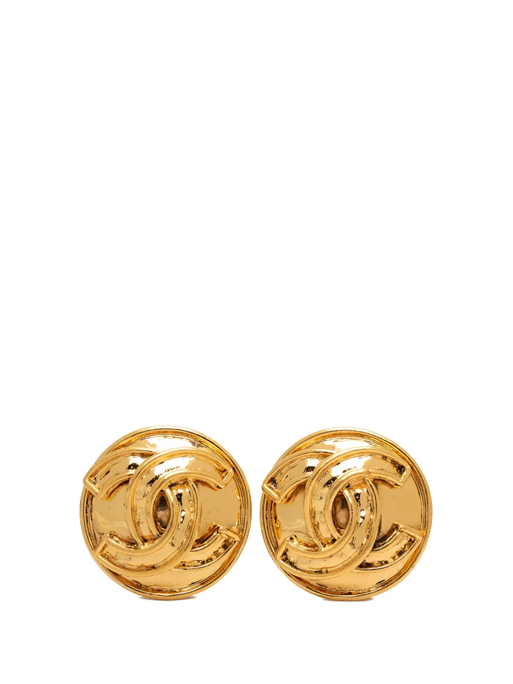 CHANEL Pre-Owned 1994 CC Gold Plated Button Clip On Earrings costume earrings - Oro