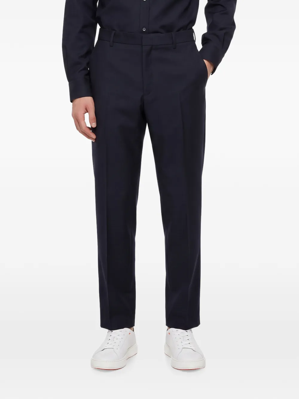 Jil Sander Plooibroek met toelopende pijpen Blauw
