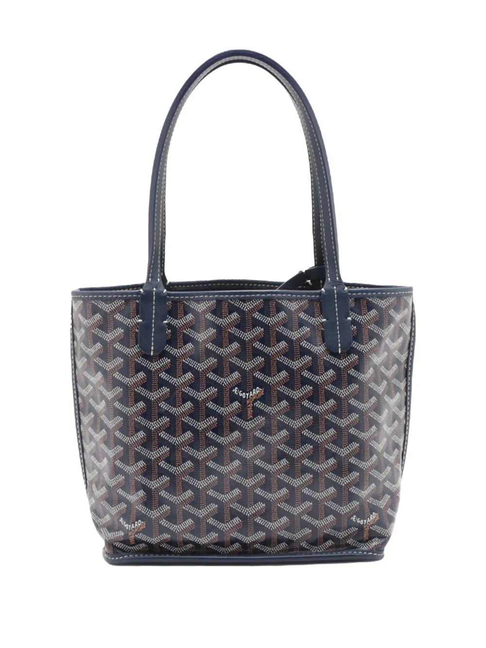 Pre-owned Goyard 2000-2026 Mini Ine Reversible Anjou Tote Bag In Blue