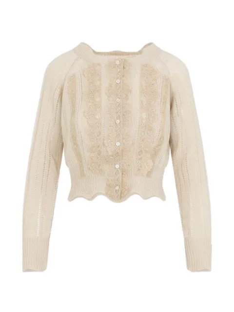 Ermanno Scervino lace-panelled pointelle-knit cardigan