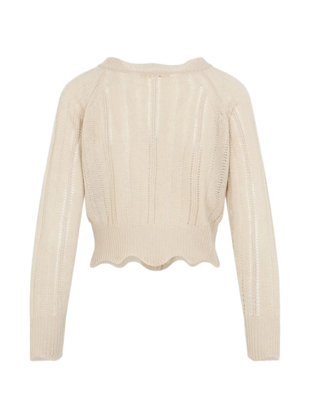 Ermanno Scervino Pointelle gebreid vest met kanten vlakken Beige