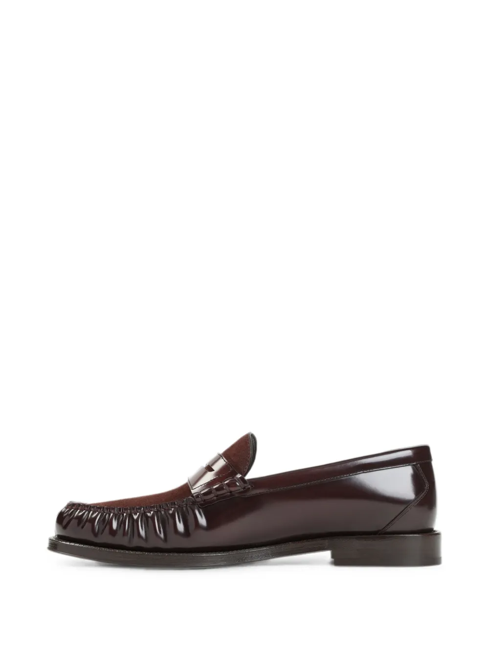 Brunello Cucinelli polished calfskin and suede loafers Rood