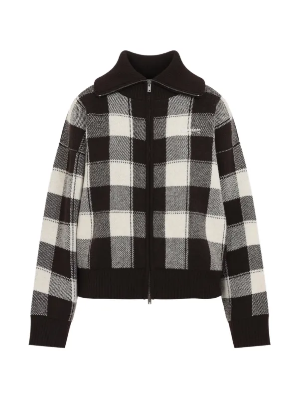 Golden Goose Check-pattern Zip-up Cardigan in Brown