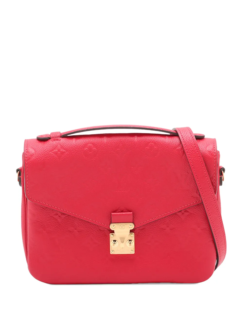 Pre-owned Louis Vuitton 2019 Empreinte Pochette Métis Satchel In Red