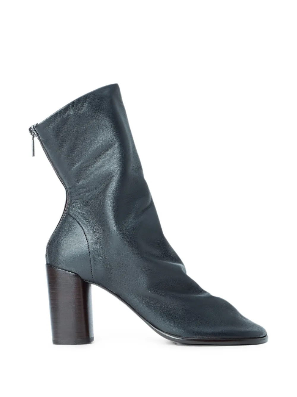 LEMAIRE Glove ankle boots with 80mm heel in leather Zwart