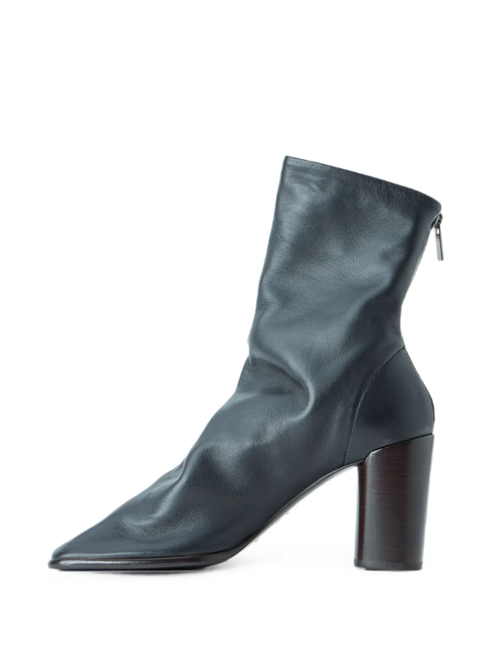 LEMAIRE Glove ankle boots with 80mm heel in leather Zwart