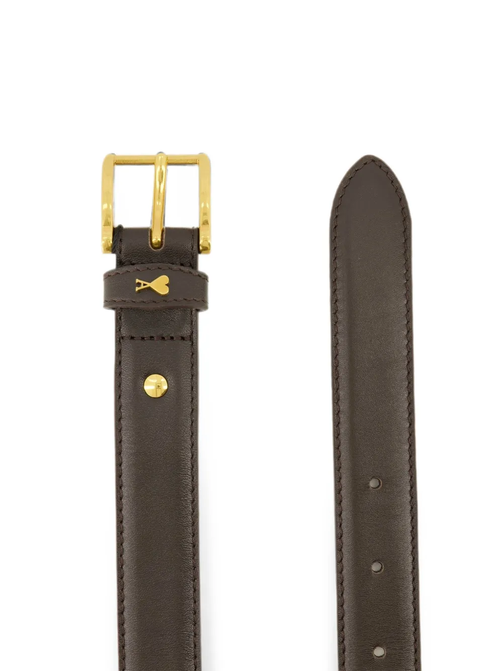 AMI Paris AMI De Coeur Leather Belt | Brown | FARFETCH