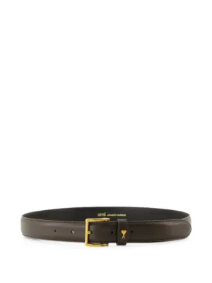 AMI Paris Cow Leather Ami De Coeur Buckle Belt | Black | FARFETCH AZ