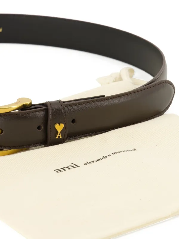 AMI Paris AMI De Coeur Leather Belt | Brown | FARFETCH