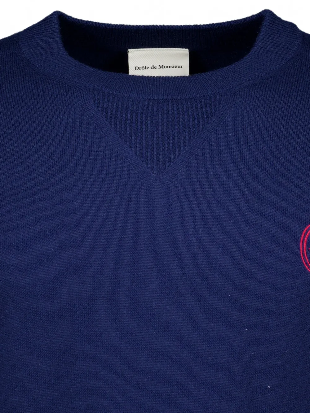 Drôle De Monsieur logo-embroidered V-insert sweater Blauw