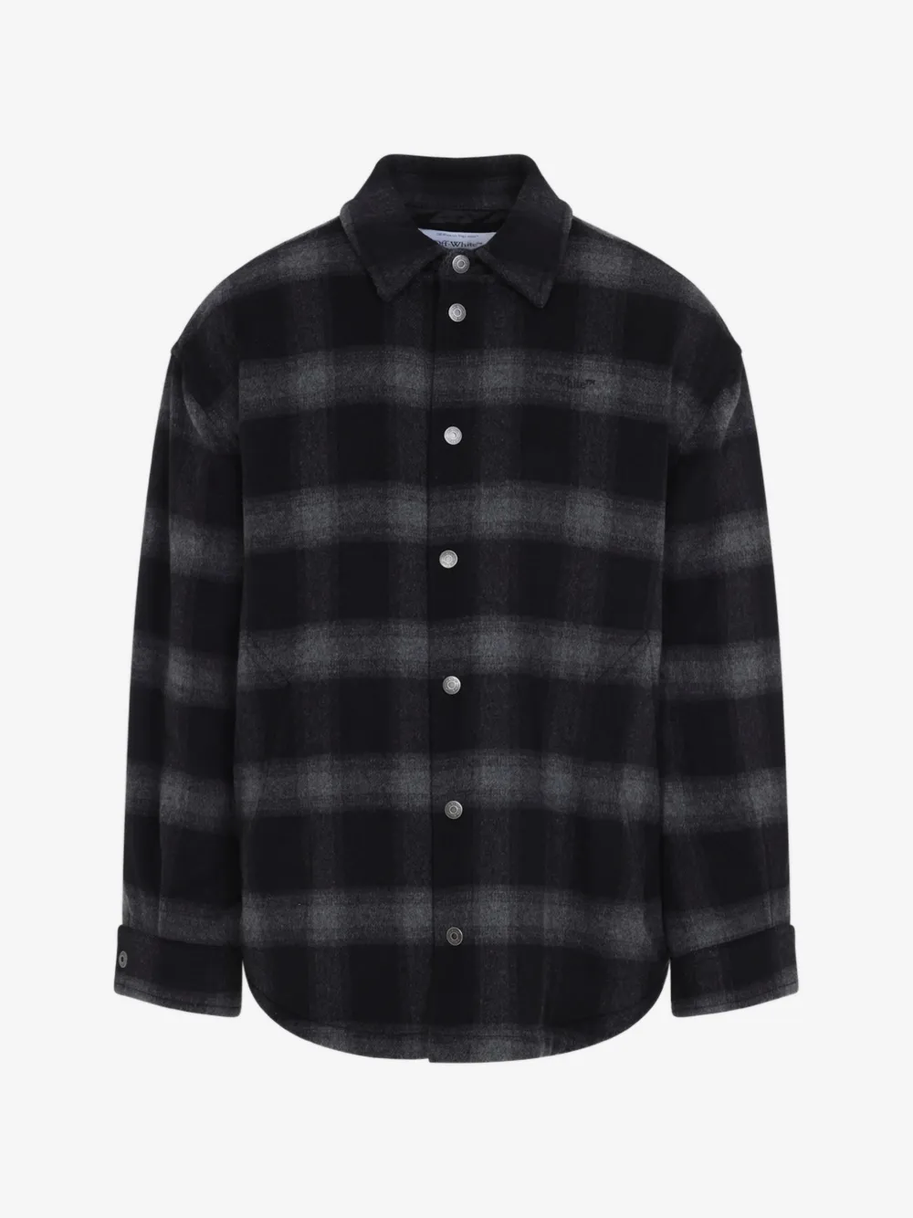 Off-White جاكيت صوف بنقش كاروهات | أسود | Image 1