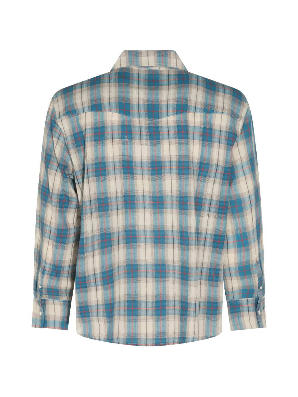 Found Check-pattern Western Shirt In Blue