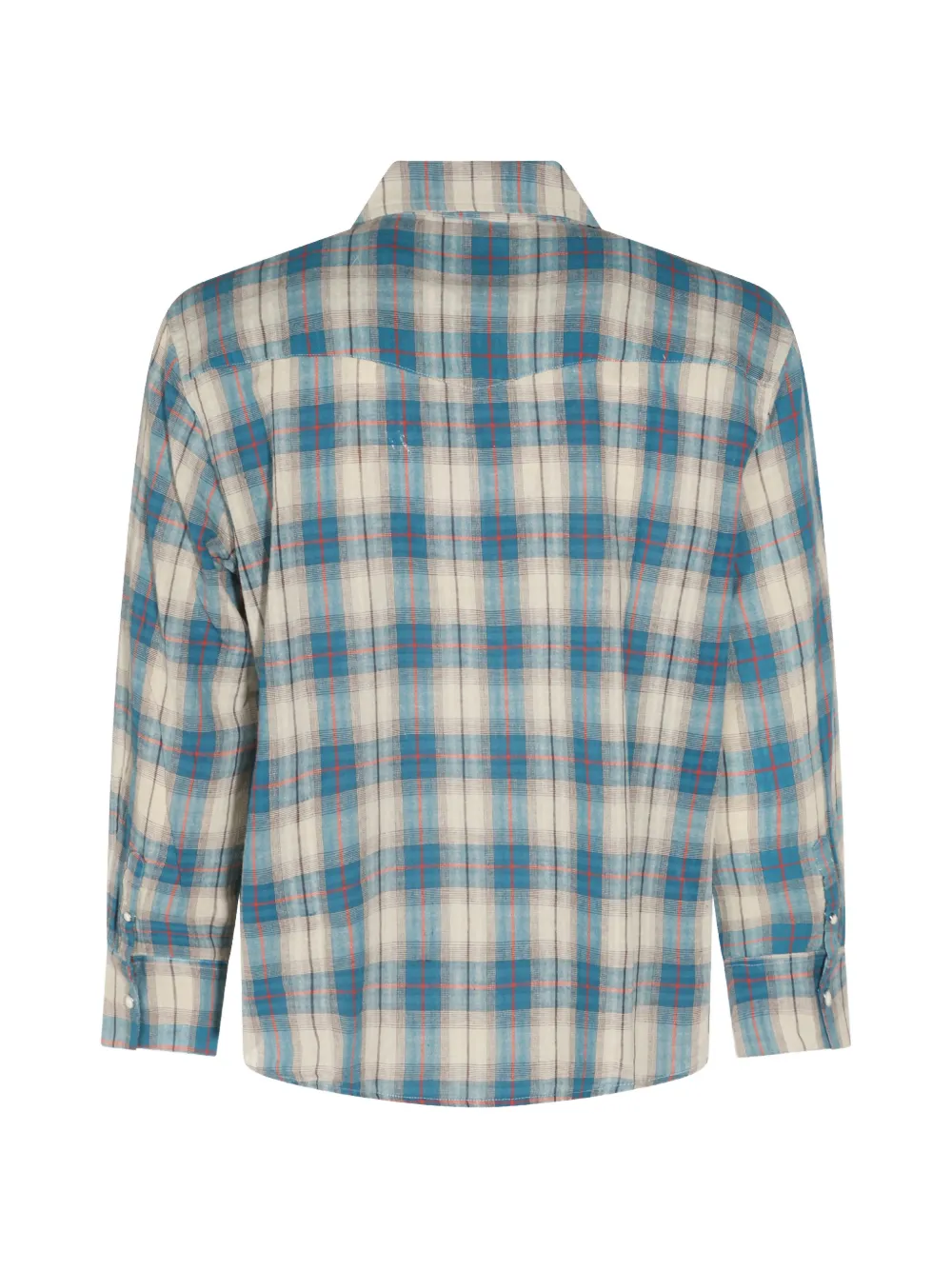 Found Check-pattern Western Shirt In Blue