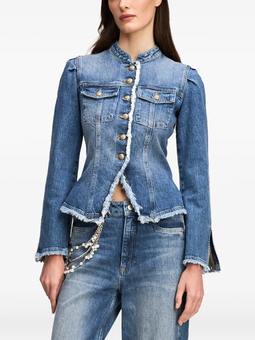 Cinq A Sept Avril denim jack met franje Blauw