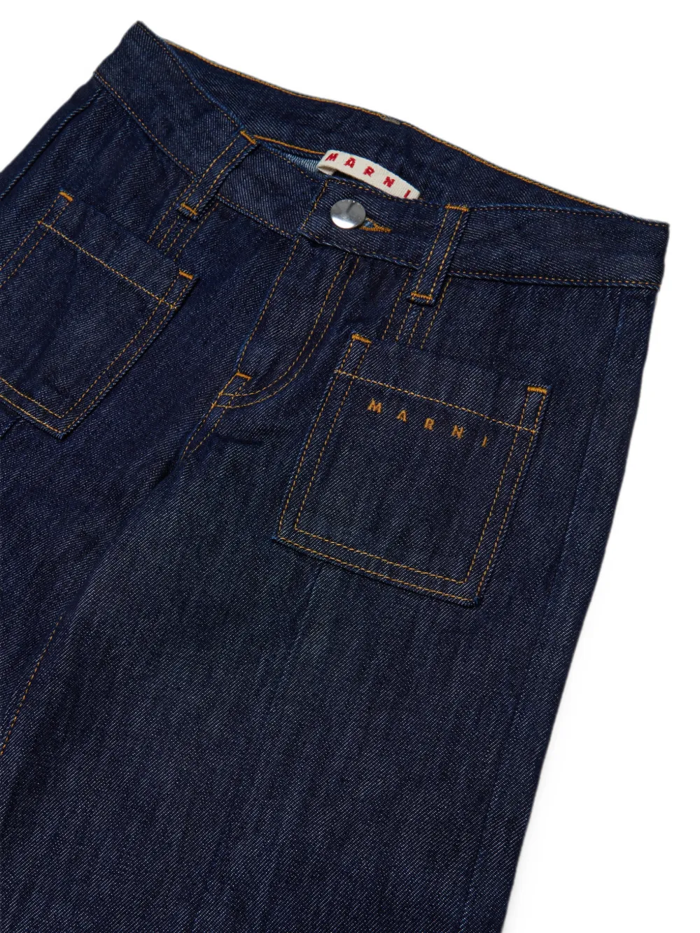 Marni Kids Donkerblauwe katoenen jeans met opgestikte zakken