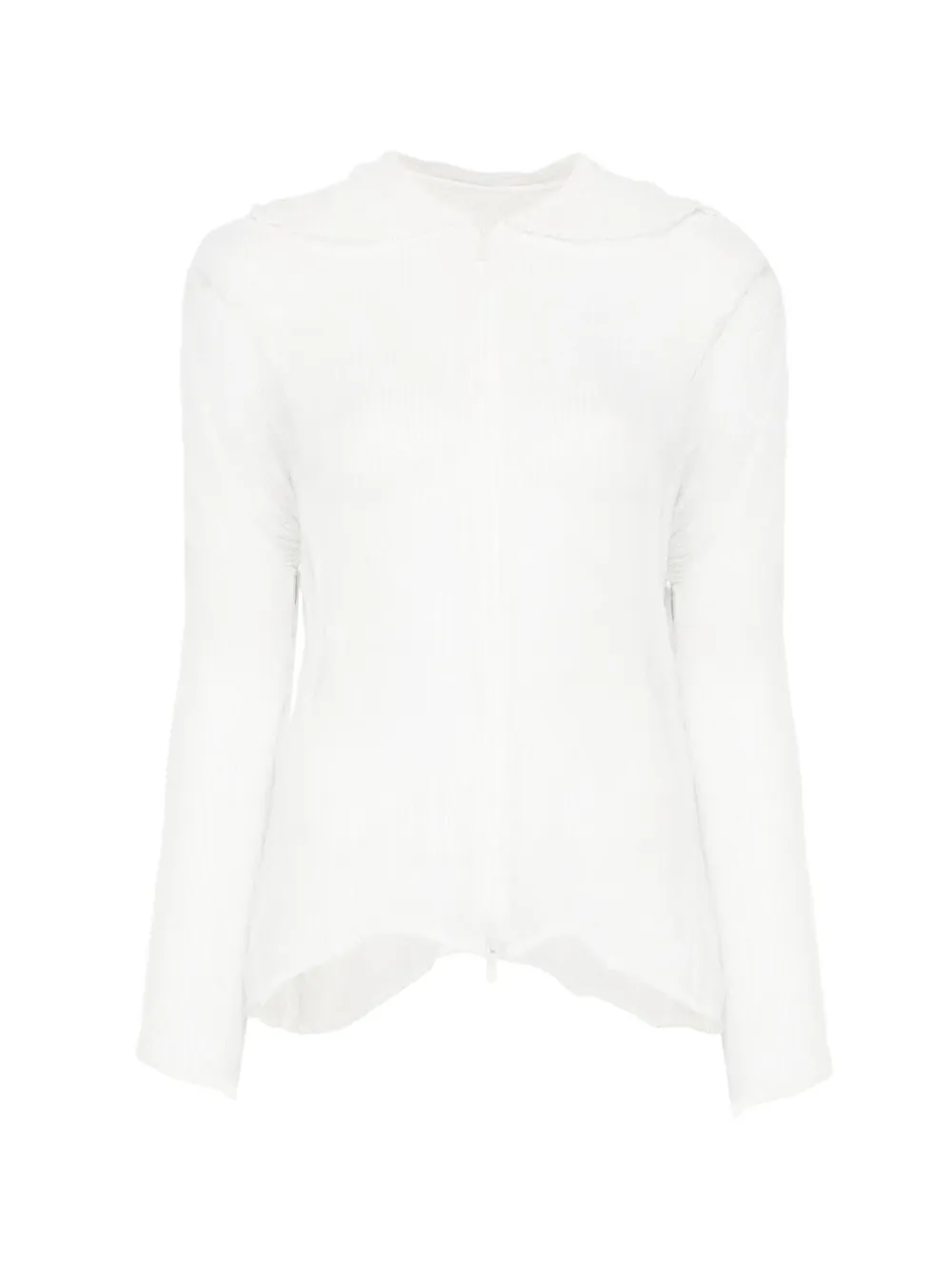 Issey Miyake Semi-transparenter Cardigan mit Falten - Weiß