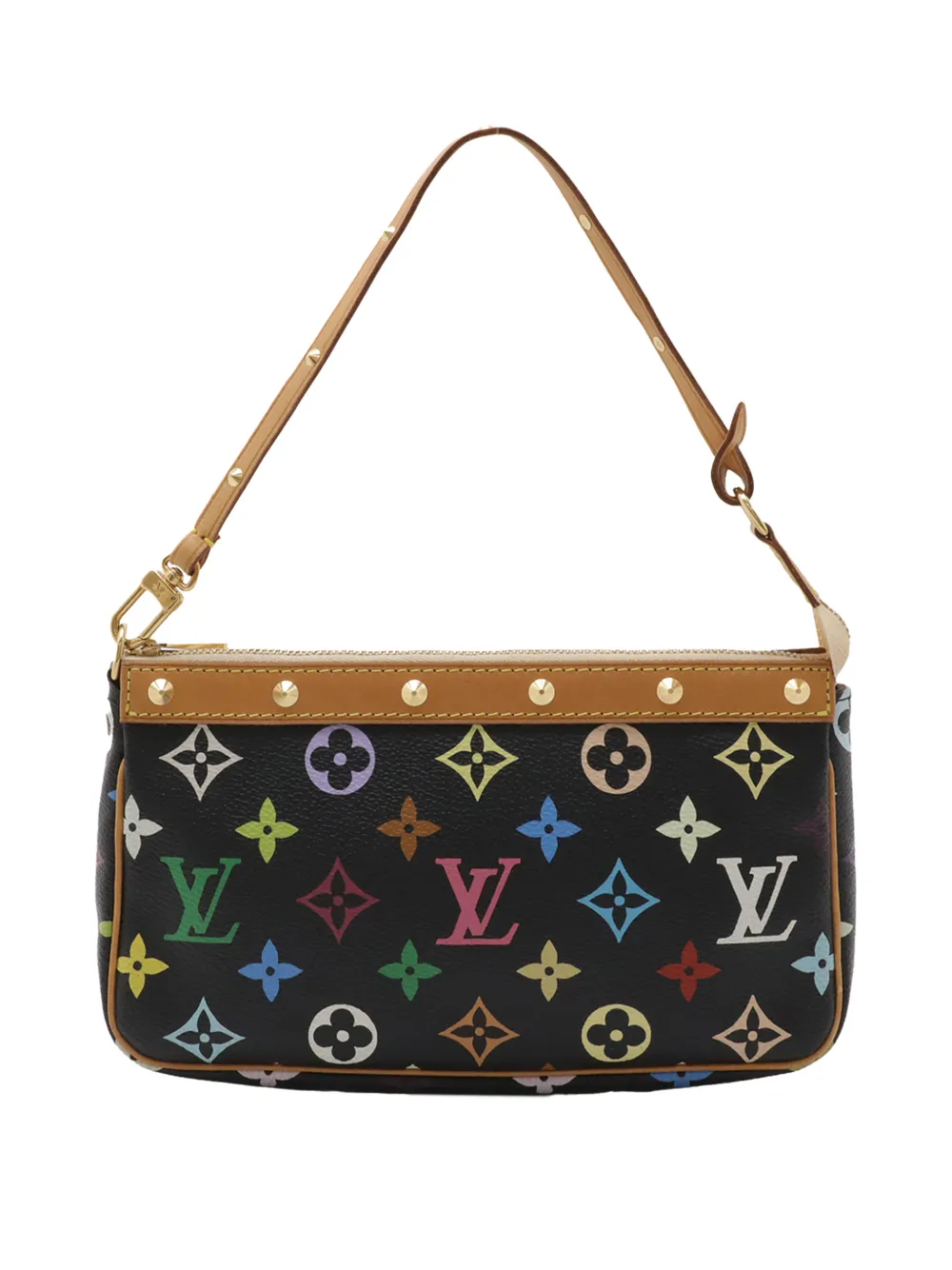 Pre-owned Louis Vuitton 2003 Monogram Multicolore Pochette Accessoires Shoulder Bag In Black