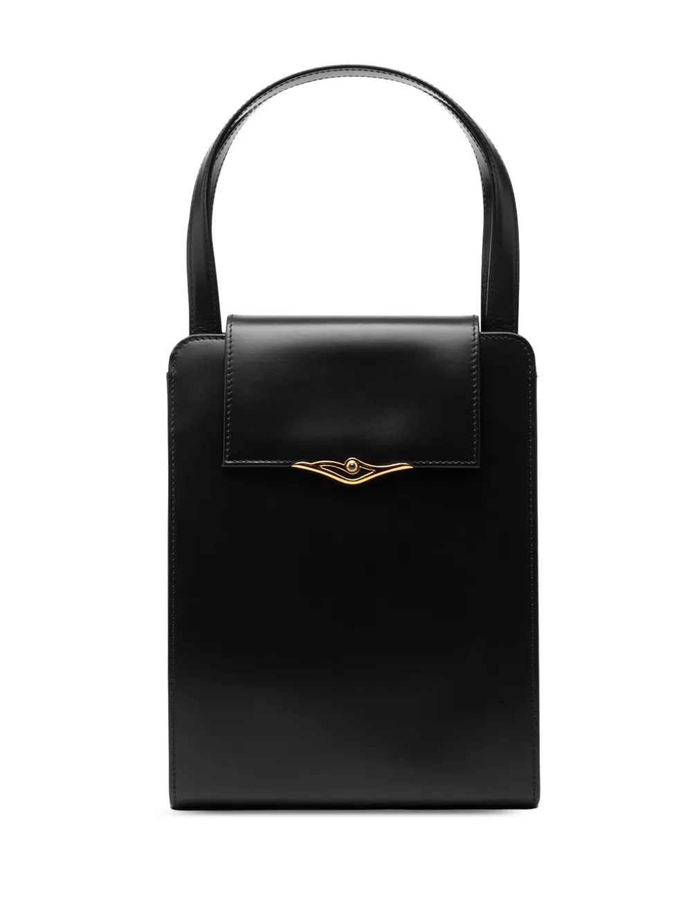 Pre-owned Cartier 20th Century Leather Sapphire Line Handbag In ブラック