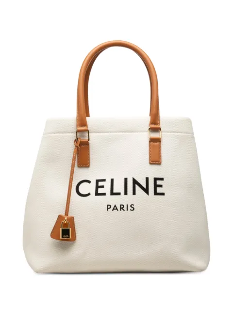 Celine Pre-Owned 2020 Small Canvas Logo Print Horizontal Cabas tote bag