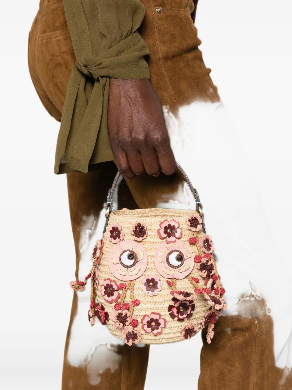Anya Hindmarch Mini-tas verfraaid met bloemen Beige