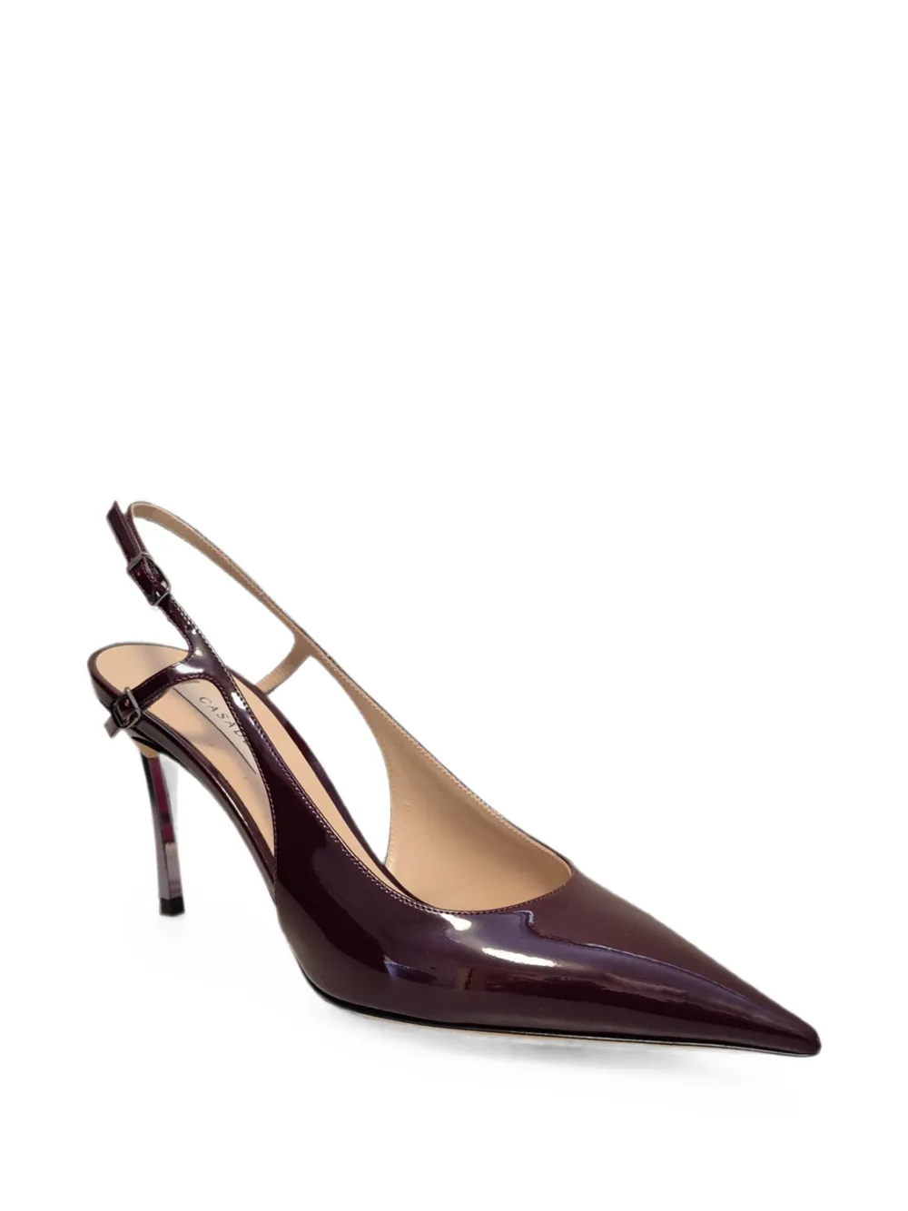 Casadei Samurai Julia patent-finish slingback pumps Paars