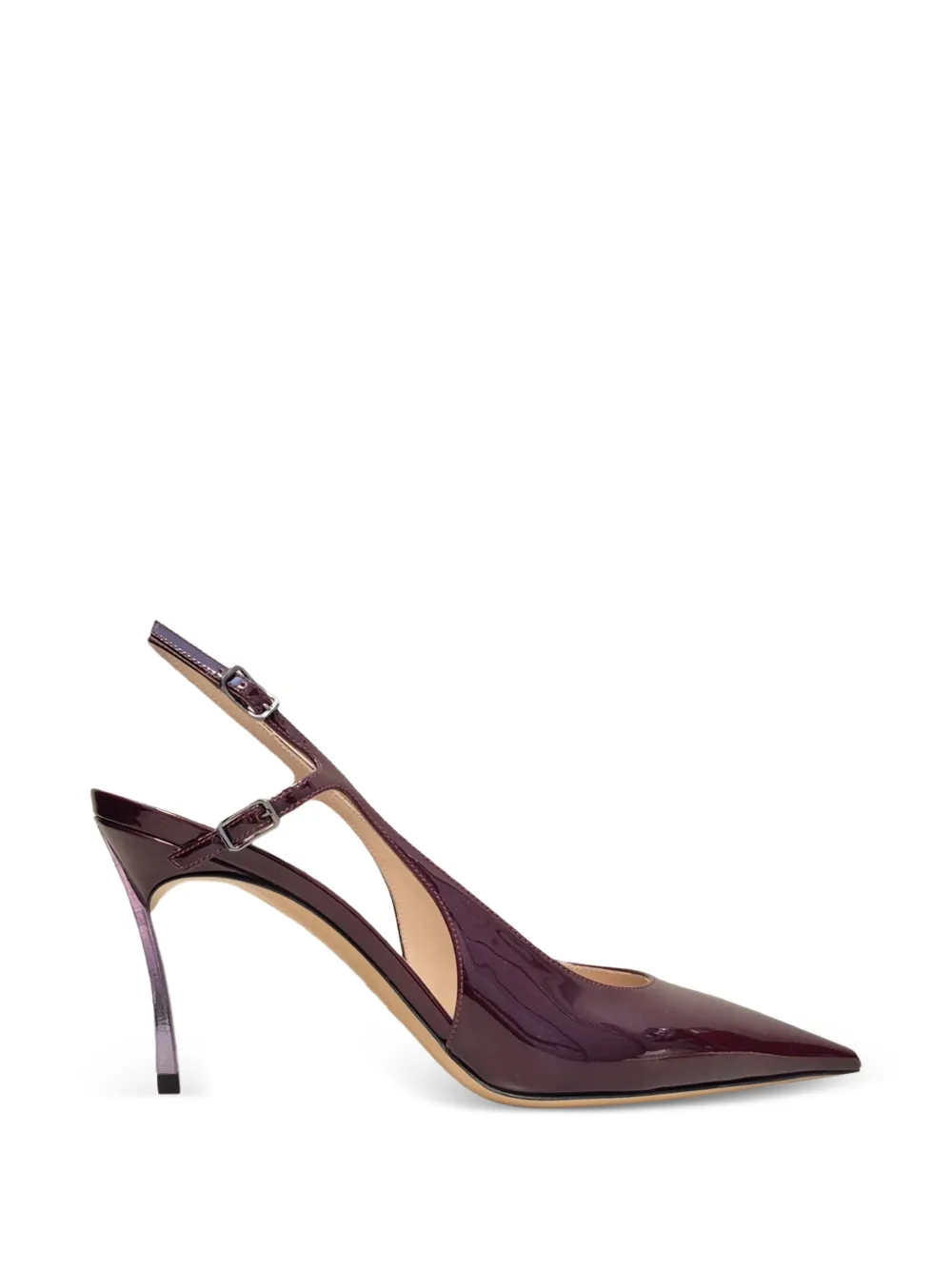 Casadei Samurai Julia patent-finish slingback pumps Paars