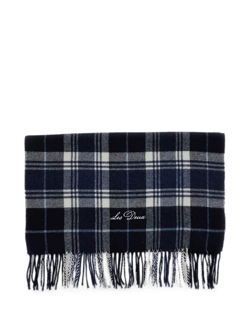 Les Deux check-pattern fringed scarf - Blu